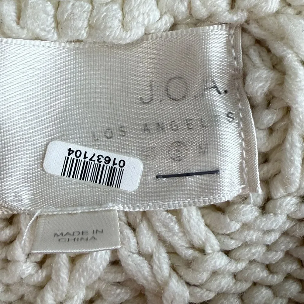 Revolve JOA Distressed Cable Knit Sweater Womens S Cream Oversized Pullover Edgy